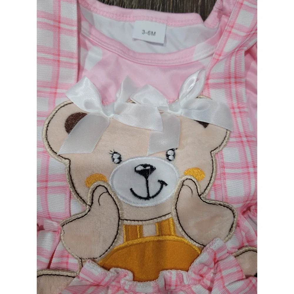 Baby Girl Teddy Bear Dress Set Hearts Baby Girls Valentine's Day‎ 12-18 & 3-6 #R